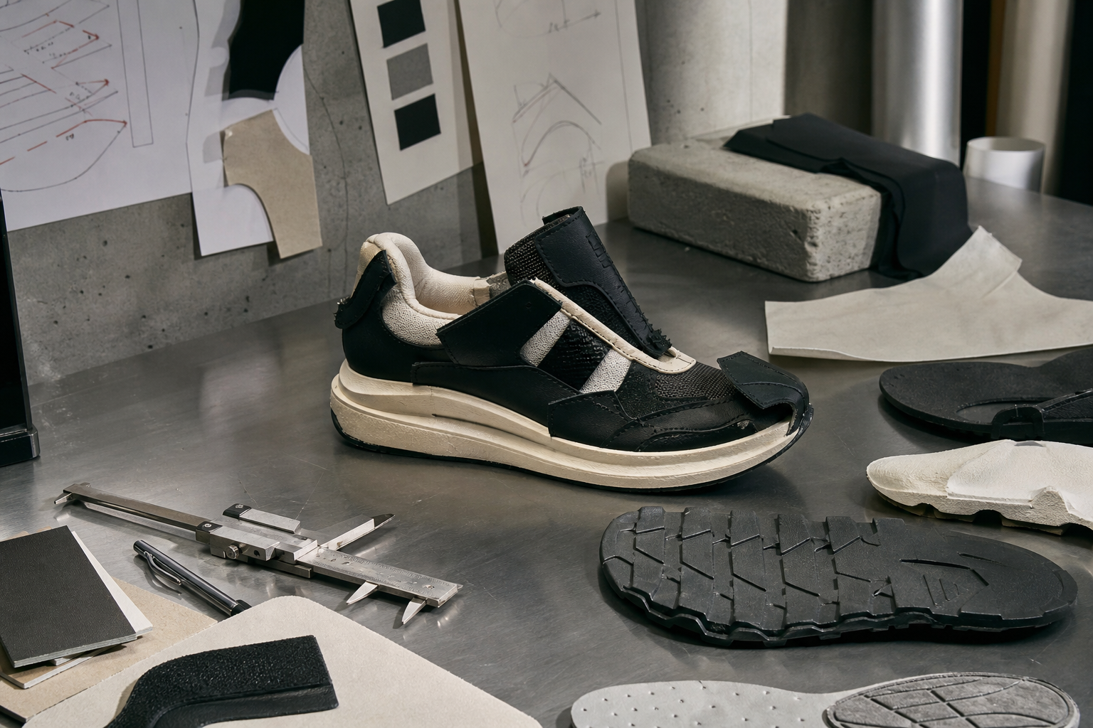 Illustrative footwear development workbench